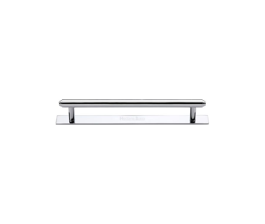 Heritage Brass Polished Chrome Step Cabinet Pull Handle with Plate 96mm