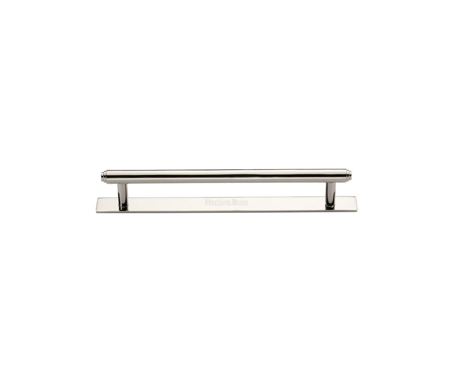 Heritage Brass Polished Nickel Finish Step Cabinet Pull Handle with Plate 96mm