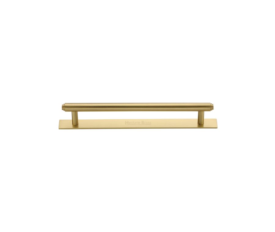 Heritage Brass Satin Brass Step Cabinet Pull Handle with Plate 96mm