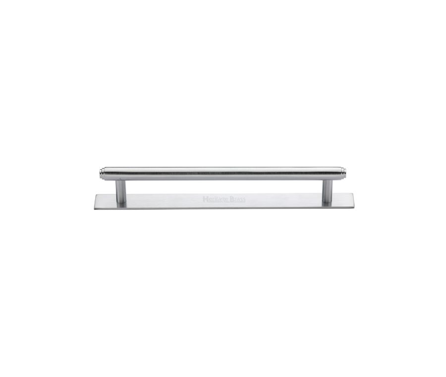 Heritage Brass Satin Chrome Step Cabinet Pull Handle with Plate 96mm