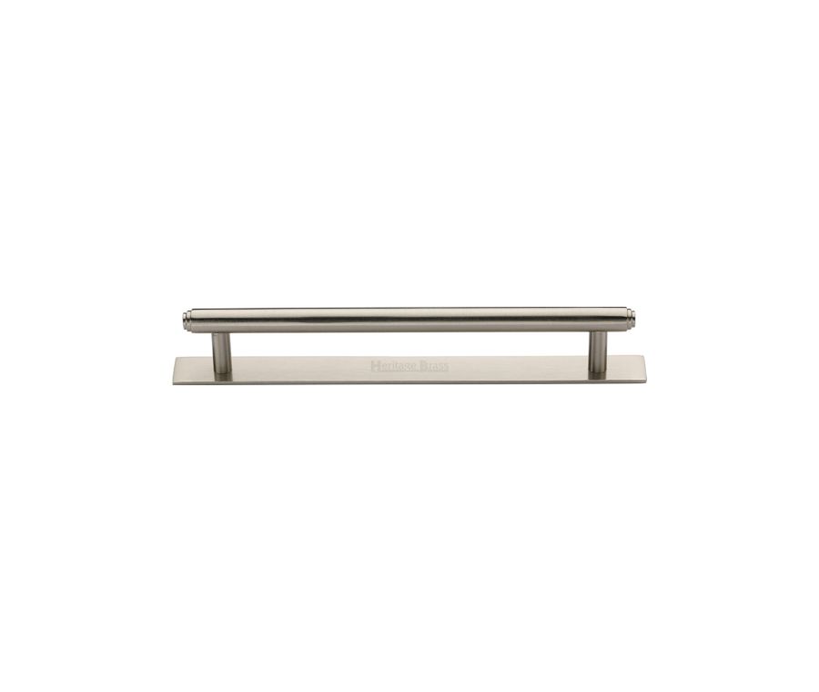 Heritage Brass Satin Nickel Step Cabinet Pull Handle with Plate 96mm