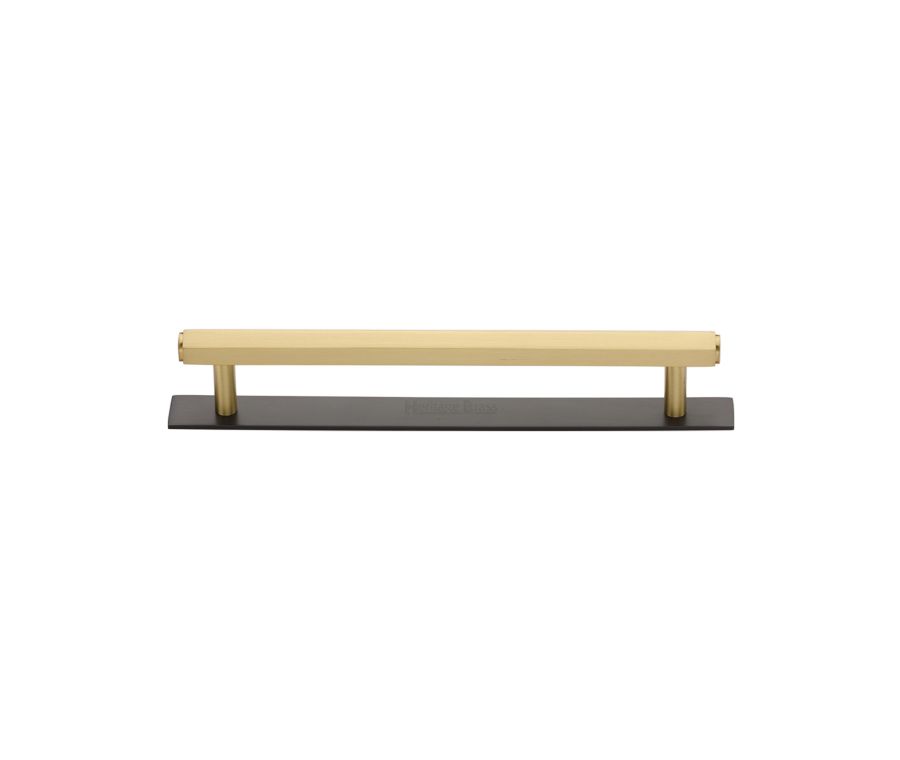 Heritage Brass Matt Bronze/Satin Brass Hexagonal Cabinet Pull Handle with Plate 128mm