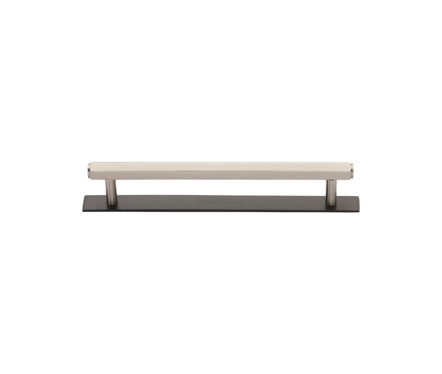 Heritage Brass Matt Bronze/Satin Nickel Hexagonal Cabinet Pull Handle with Plate 128mm