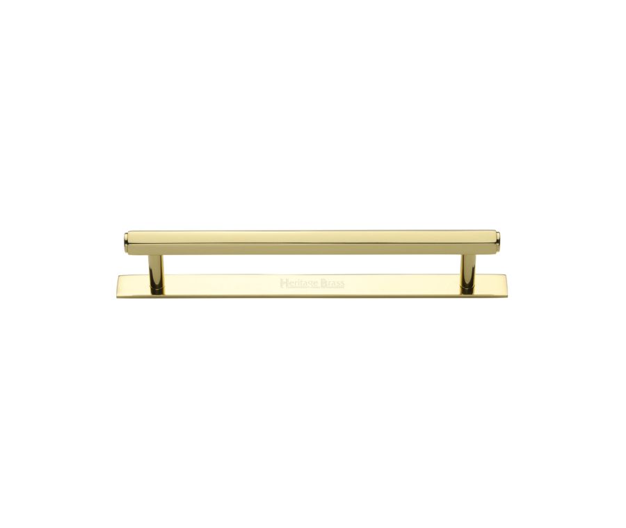 Heritage Brass Polished Brass Hexagonal Cabinet Pull Handle with Plate 128mm