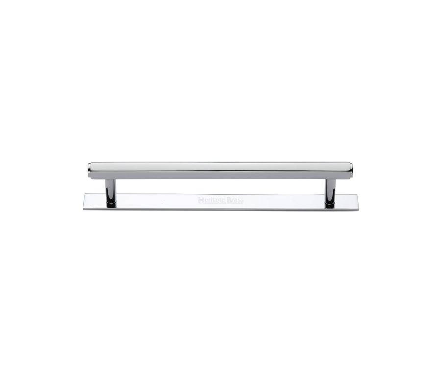 Heritage Brass Polished Chrome Hexagonal Cabinet Pull Handle with Plate 128mm