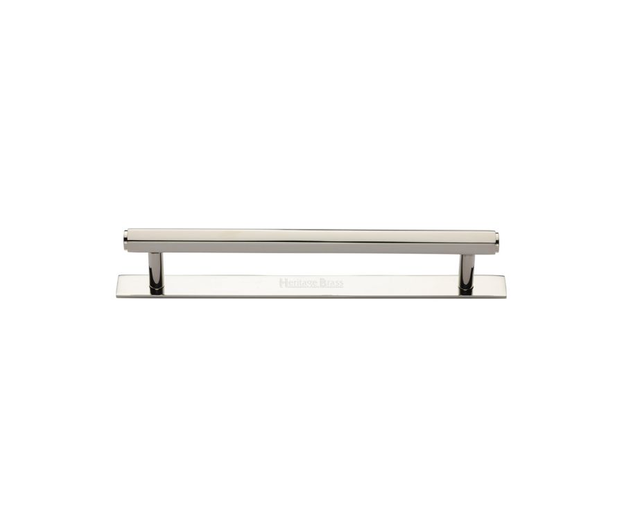 Heritage Brass Polished Nickel Finish Hexagonal Cabinet Pull Handle with Plate 128mm