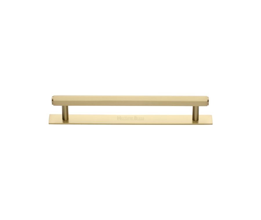 Heritage Brass Satin Brass Hexagonal Cabinet Pull Handle with Plate 128mm