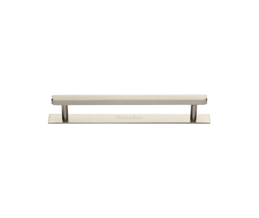 Heritage Brass Satin Nickel Hexagonal Cabinet Pull Handle with Plate 128mm