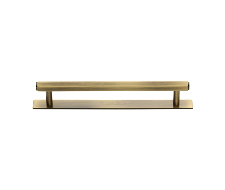 Heritage Brass Antique Brass Hexagonal Cabinet Pull Handle with Plate 160mm