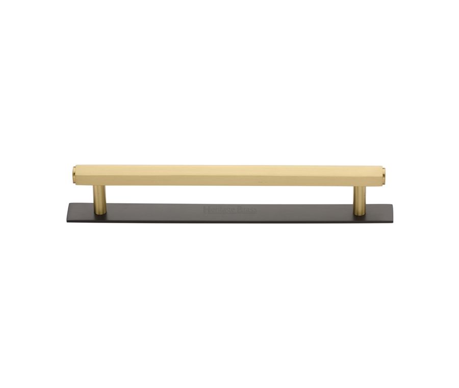 Heritage Brass Matt Bronze/Satin Brass Hexagonal Cabinet Pull Handle with Plate 160mm