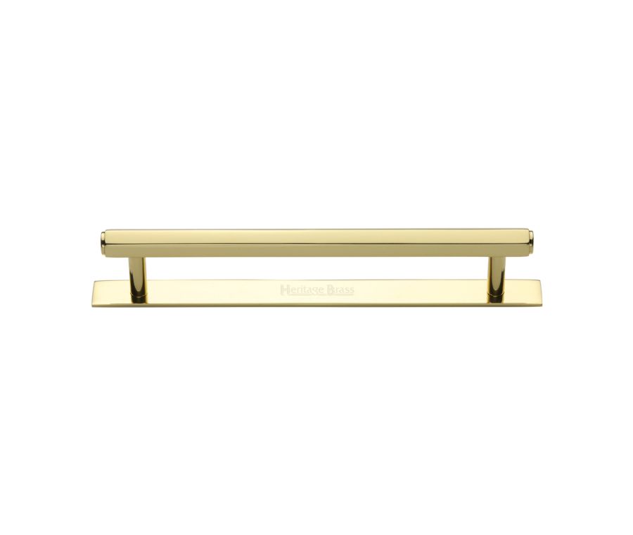 Heritage Brass Polished Brass Hexagonal Cabinet Pull Handle with Plate 160mm