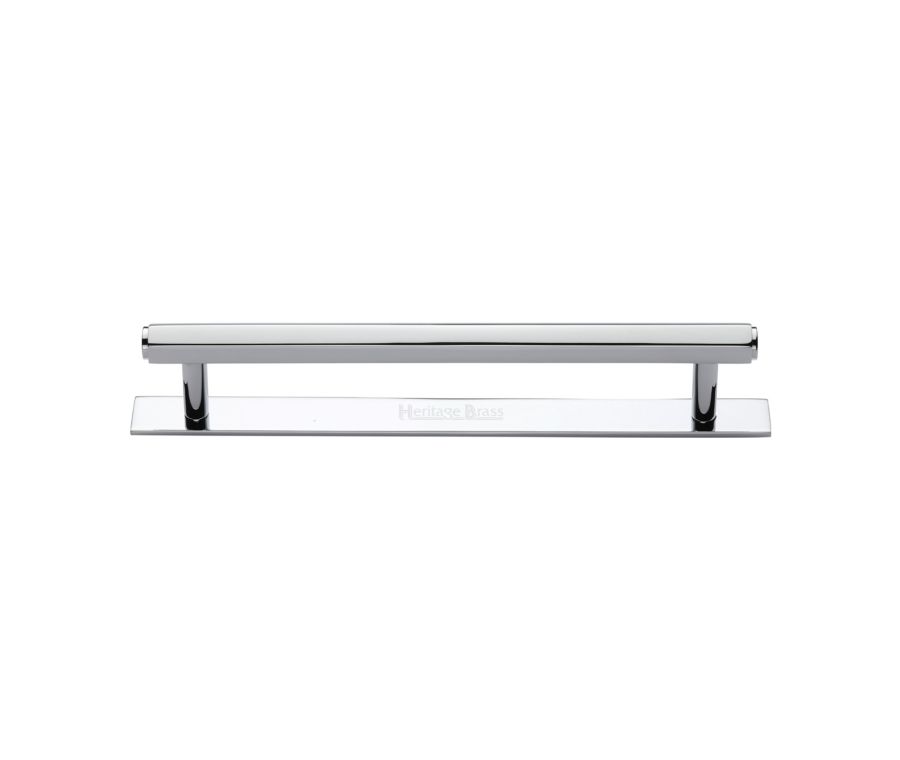 Heritage Brass Polished Chrome Hexagonal Cabinet Pull Handle with Plate 160mm