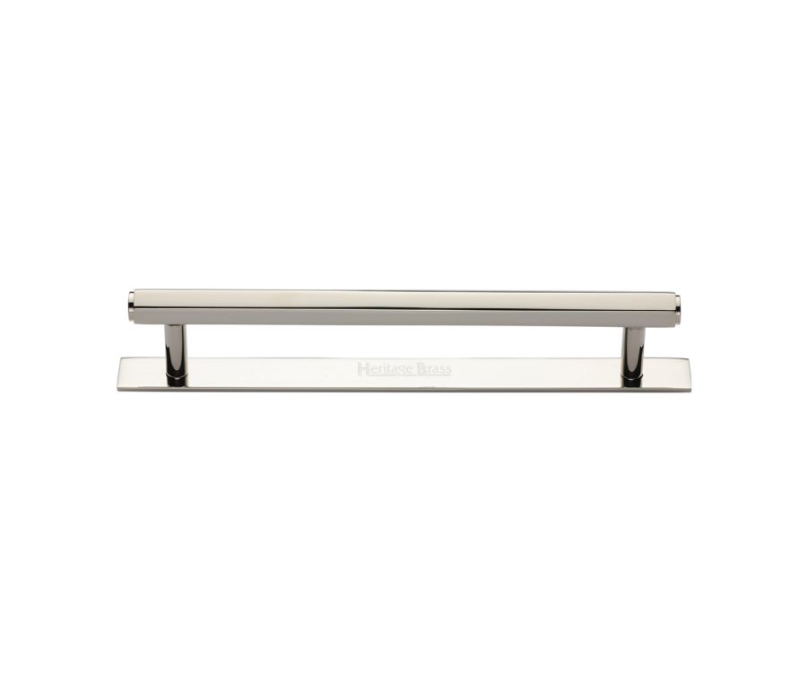 Heritage Brass Polished Nickel Finish Hexagonal Cabinet Pull Handle with Plate 160mm