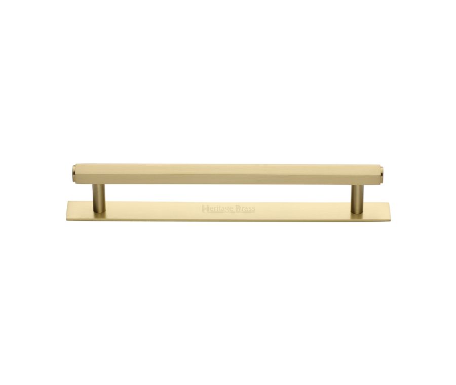 Heritage Brass Satin Brass Hexagonal Cabinet Pull Handle with Plate 160mm