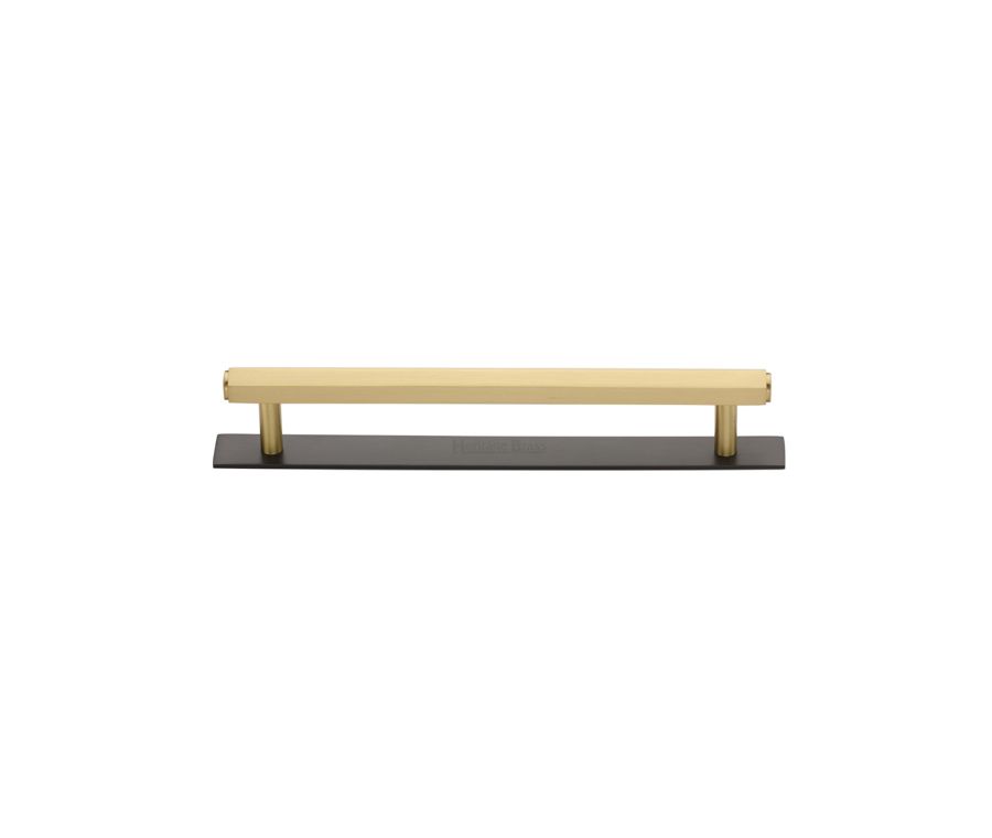 Heritage Brass Matt Bronze/Satin Brass Hexagonal Cabinet Pull Handle with Plate 96mm