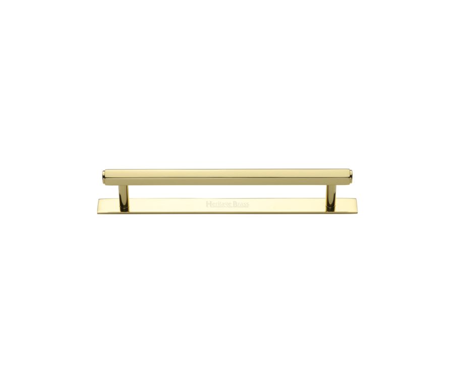 Heritage Brass Polished Brass Hexagonal Cabinet Pull Handle with Plate 96mm