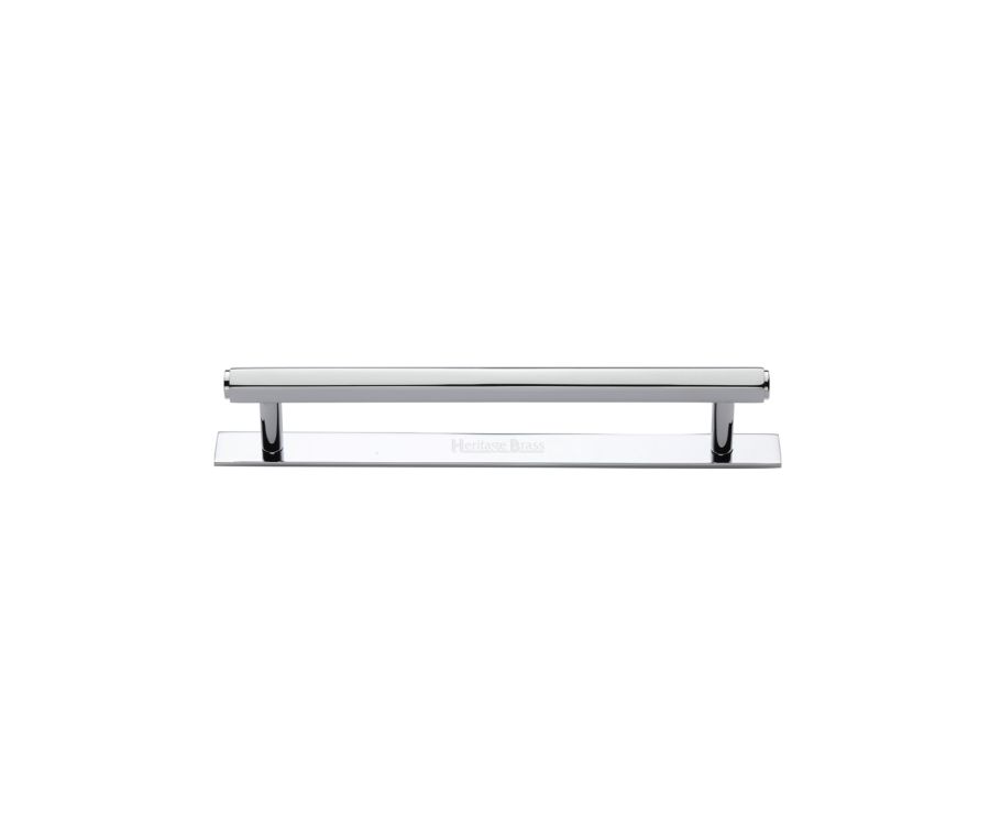 Heritage Brass Polished Chrome Hexagonal Cabinet Pull Handle with Plate 96mm