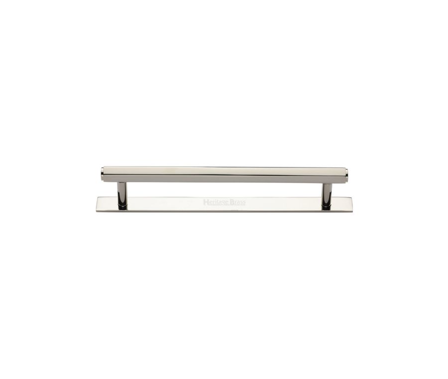 Heritage Brass Polished Nickel Finish Hexagonal Cabinet Pull Handle with Plate 96mm