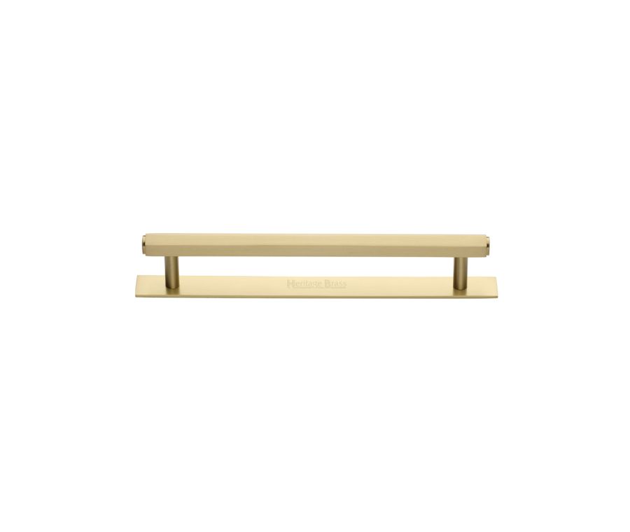 Heritage Brass Satin Brass Hexagonal Cabinet Pull Handle with Plate 96mm