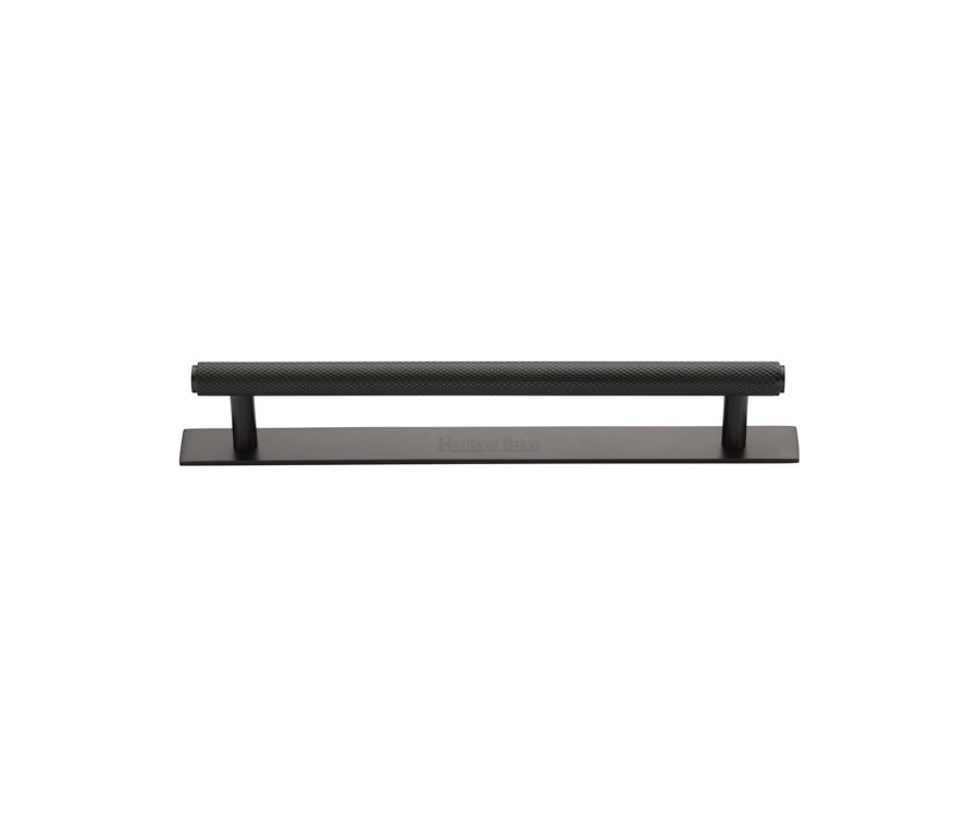 Heritage Brass Matt Bronze Knurled Cabinet Pull Handle with Plate 128mm