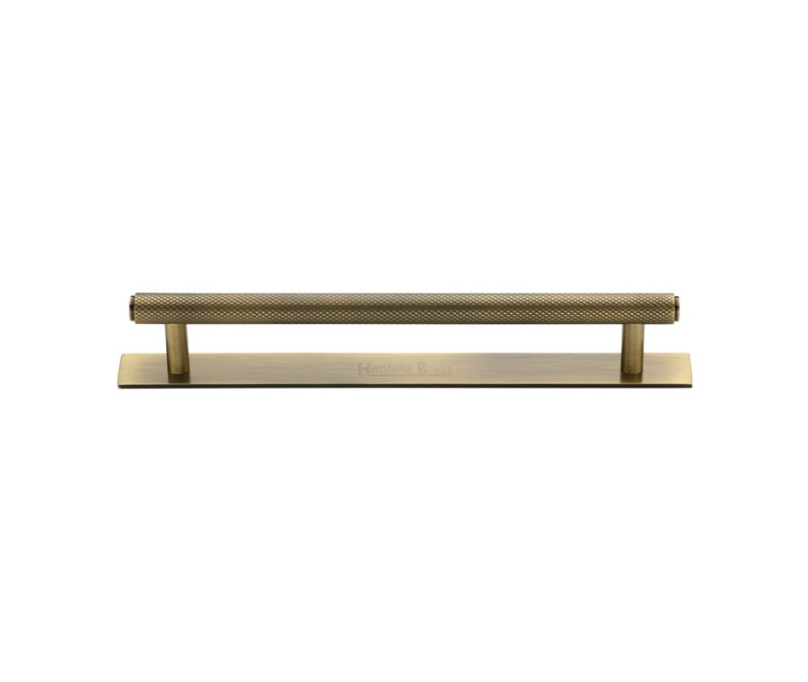 Heritage Brass Antique Brass Knurled Cabinet Pull Handle with Plate 160mm