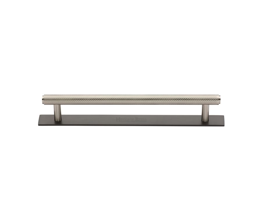 Heritage Brass Matt Bronze/Satin Nickel Knurled Cabinet Pull Handle with Plate 160mm