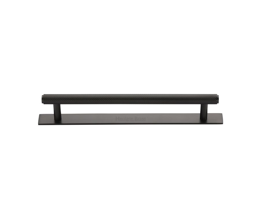 Heritage Brass Matt Bronze Knurled Cabinet Pull Handle with Plate 160mm
