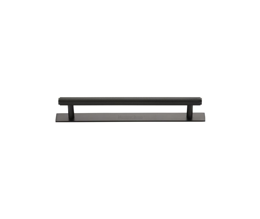 Heritage Brass Matt Bronze Knurled Cabinet Pull Handle with Plate 96mm