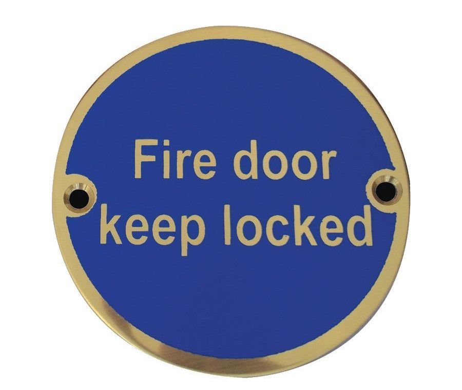 Polished Brass 76mm dia. Circular Fire Door Keep Locked