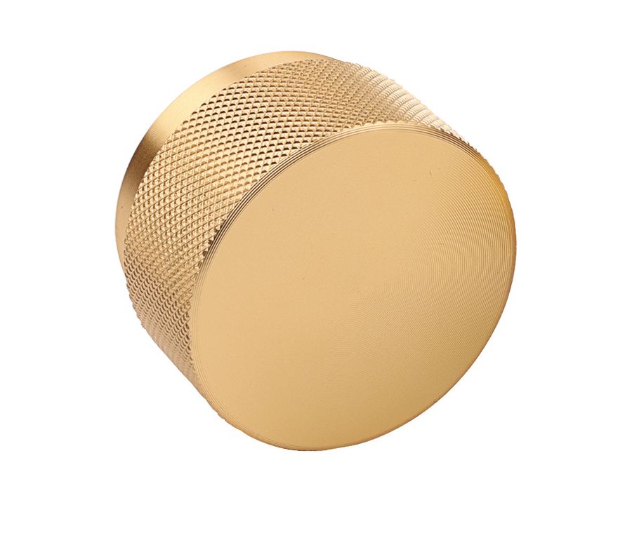 Brushed Brass 50mm Graf Knurled Cupboard Knob | 106.66.104
