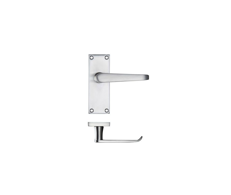 Set Satin Chrome Victorian Lever on latch plate | PR042SC