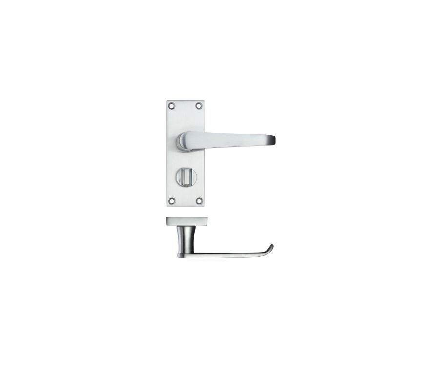 Set Satin Chrome Victorian Bathroom Lever on latch plate | PR044SC