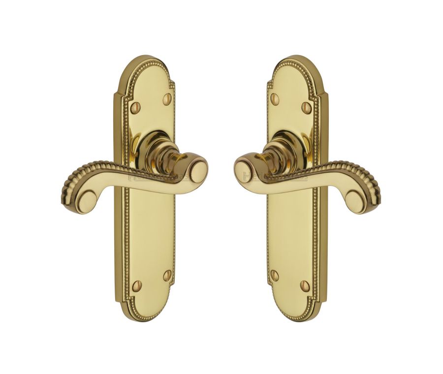 Heritage Brass Polished Brass Adam Door Handle on Plate - Lever Latch