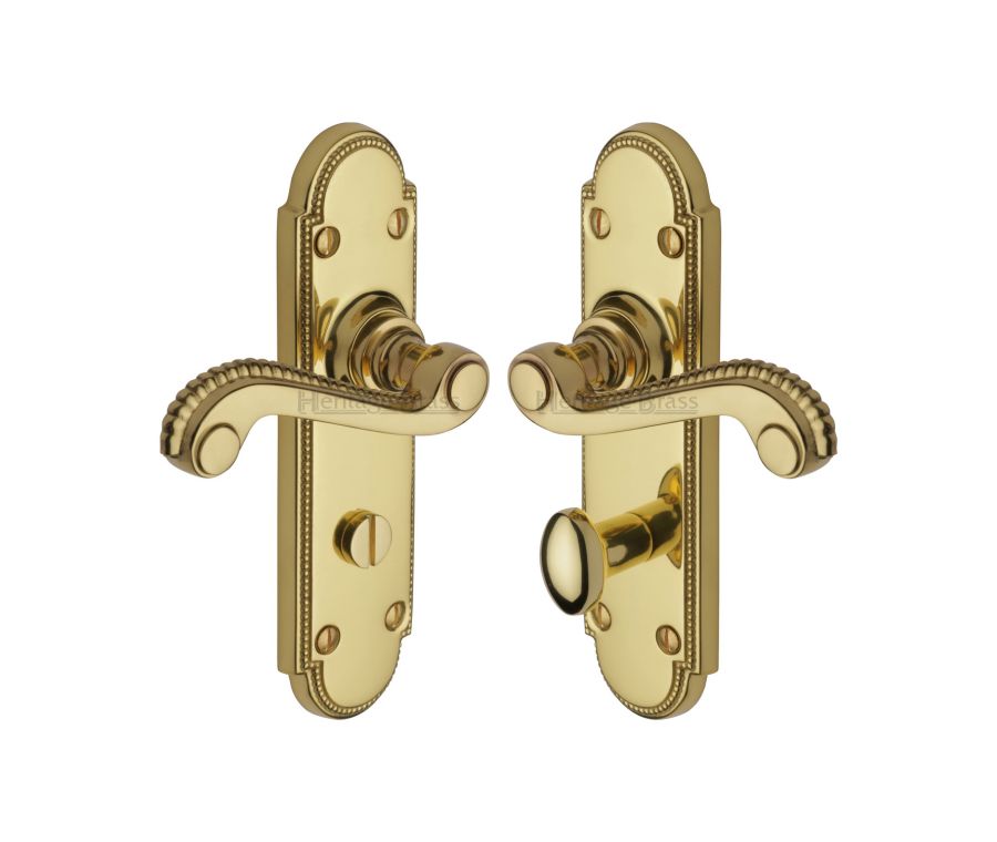 Heritage Brass Polished Brass Adam Door Handle on Plate - Bathroom Set