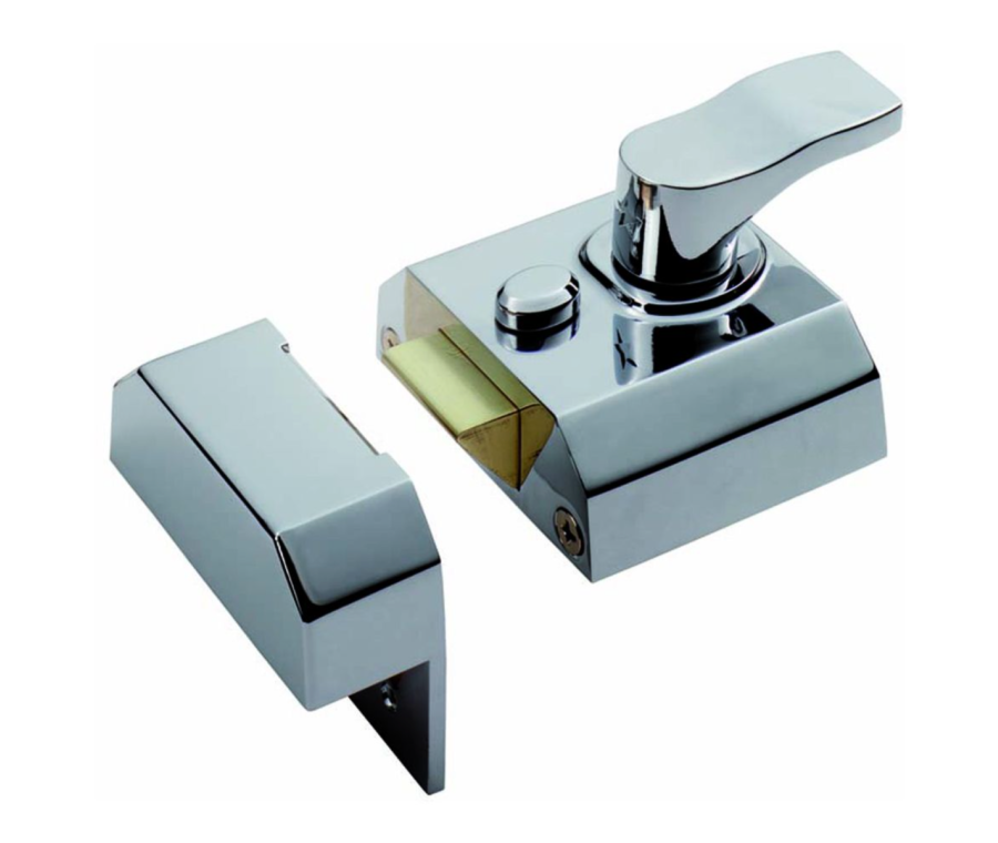Polished Chrome 60mm Contract Rim Cylinder Nightlatch | RCN8260PC