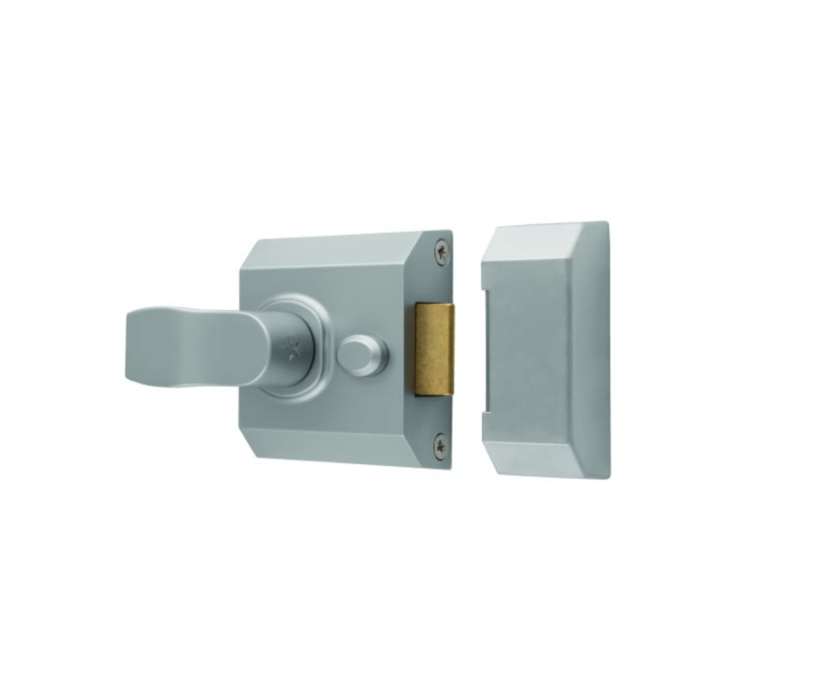 Satin Chrome 40mm Contract Rim Cylinder Nightlatch | RCN8240SC