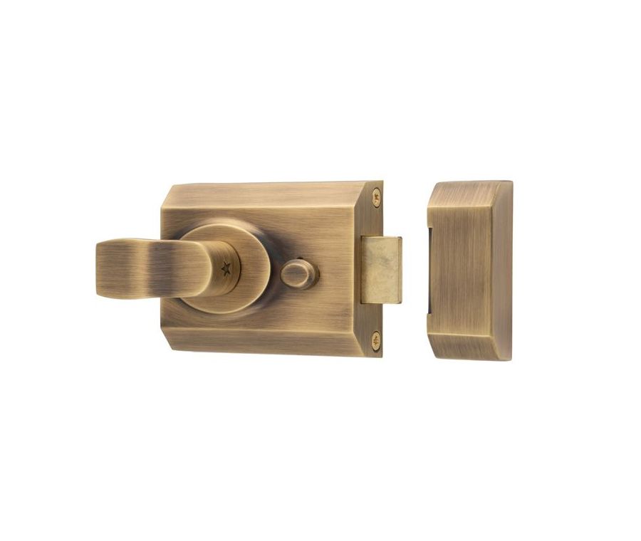 Antique Brass 60mm Contract Rim Cylinder Nightlatch | RCN8260AB