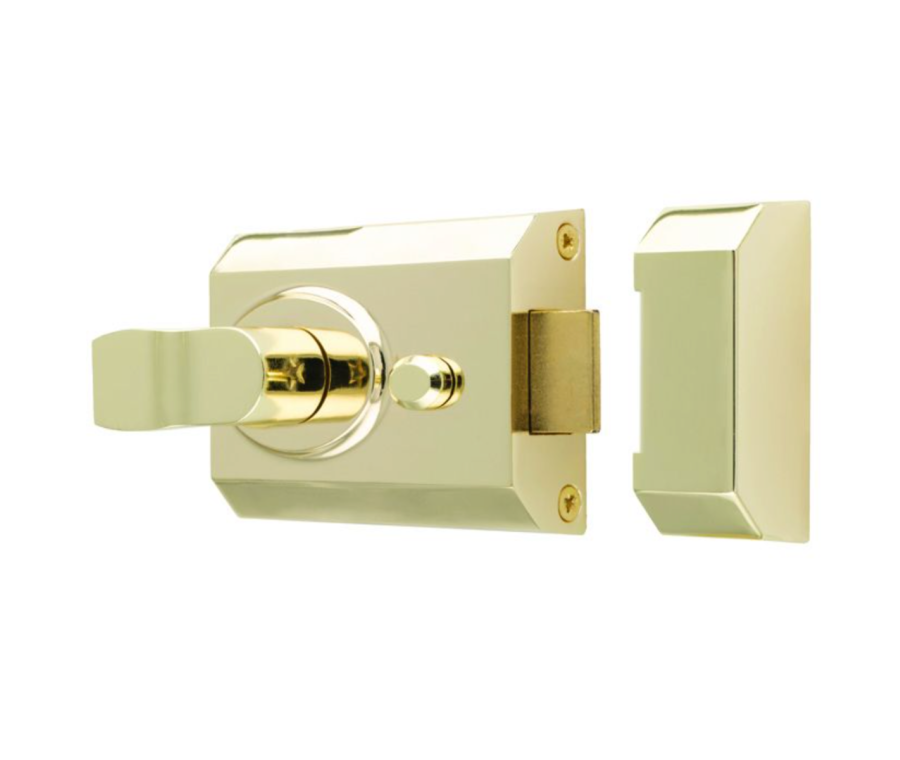 Electro Brass 60mm Contract Rim Cylinder Nightlatch | RCN8260EB