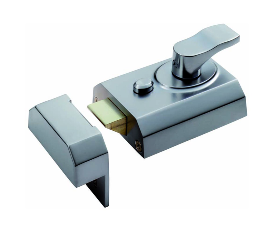 Satin Chrome 60mm Contract Rim Cylinder Nightlatch | RCN8260SC