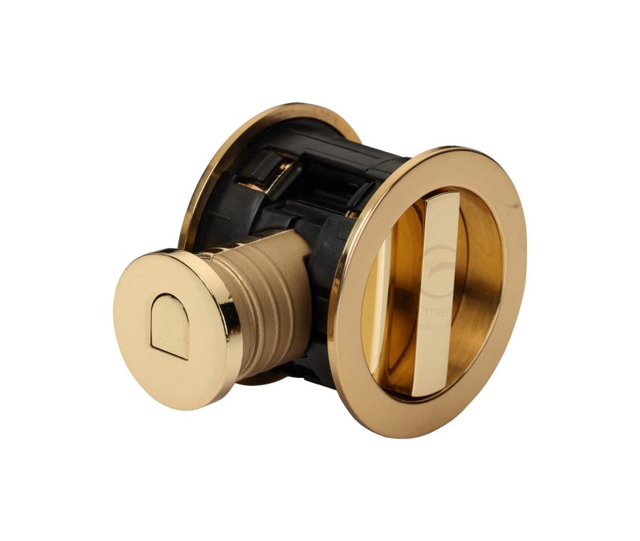 Polished Brass Heritage Brass Tubular Lock with Round Privacy Turn & Release