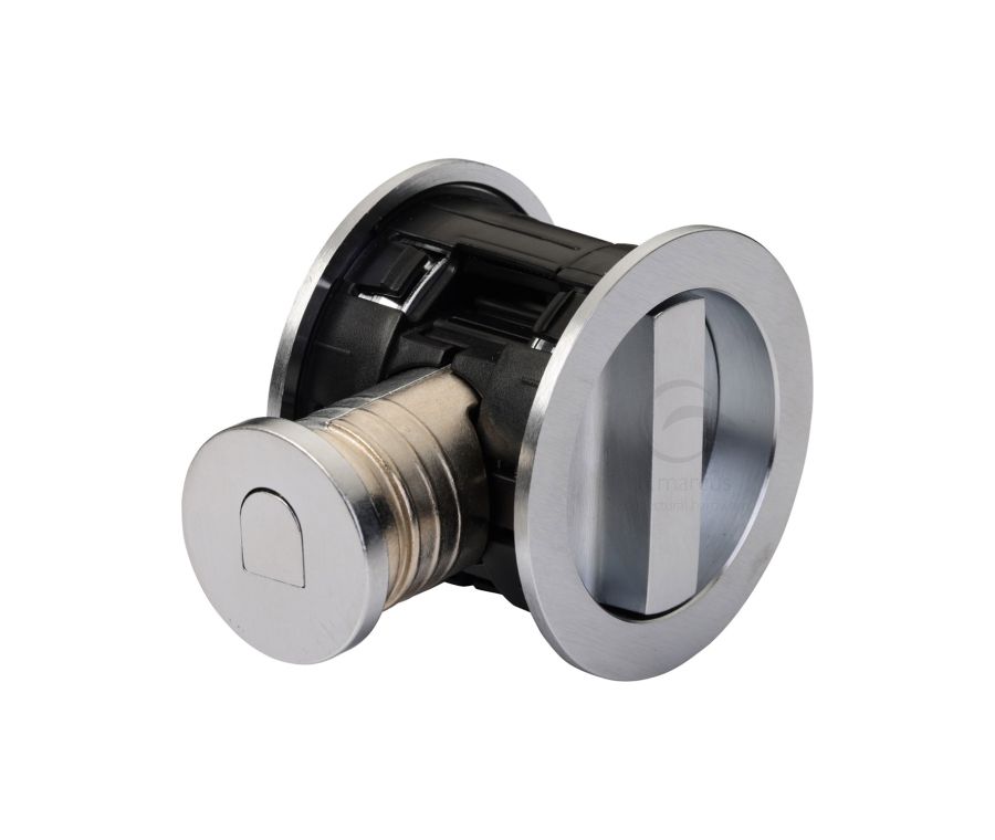 Satin Chrome Heritage Brass Tubular Lock with Round Privacy Turn & Release