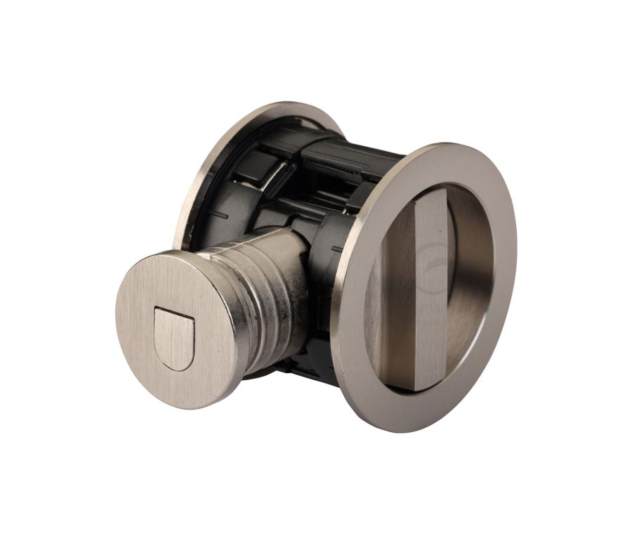 Satin Nickel Heritage Brass Tubular Lock with Round Privacy Turn & Release