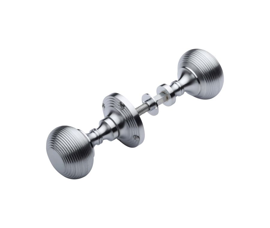 Heritage Brass Satin Chrome Reeded Rim Door Knob