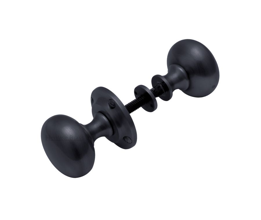 Heritage Brass Matt Black Victoria Rim Door Knob
