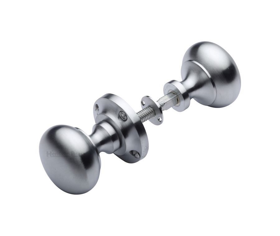 Heritage Brass Satin Chrome Victoria Rim Door Knob