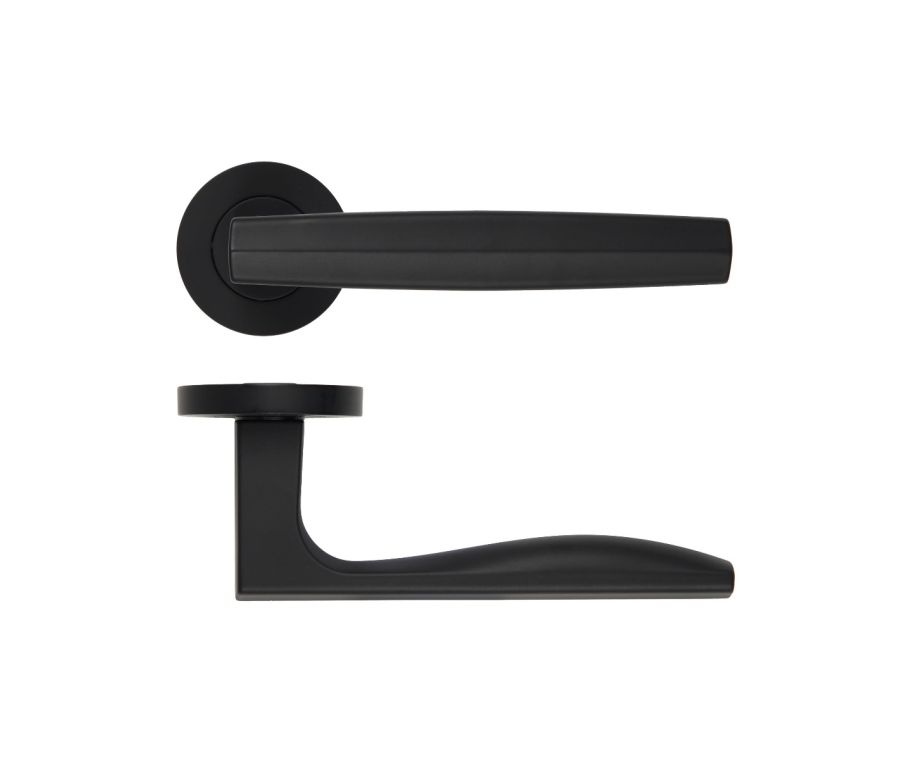 Matt Black Apennine Lever on Round Rose | RM140OMB