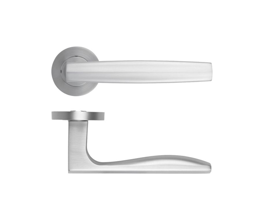 Satin Chrome Apennine Lever on Round Rose | RM140SC