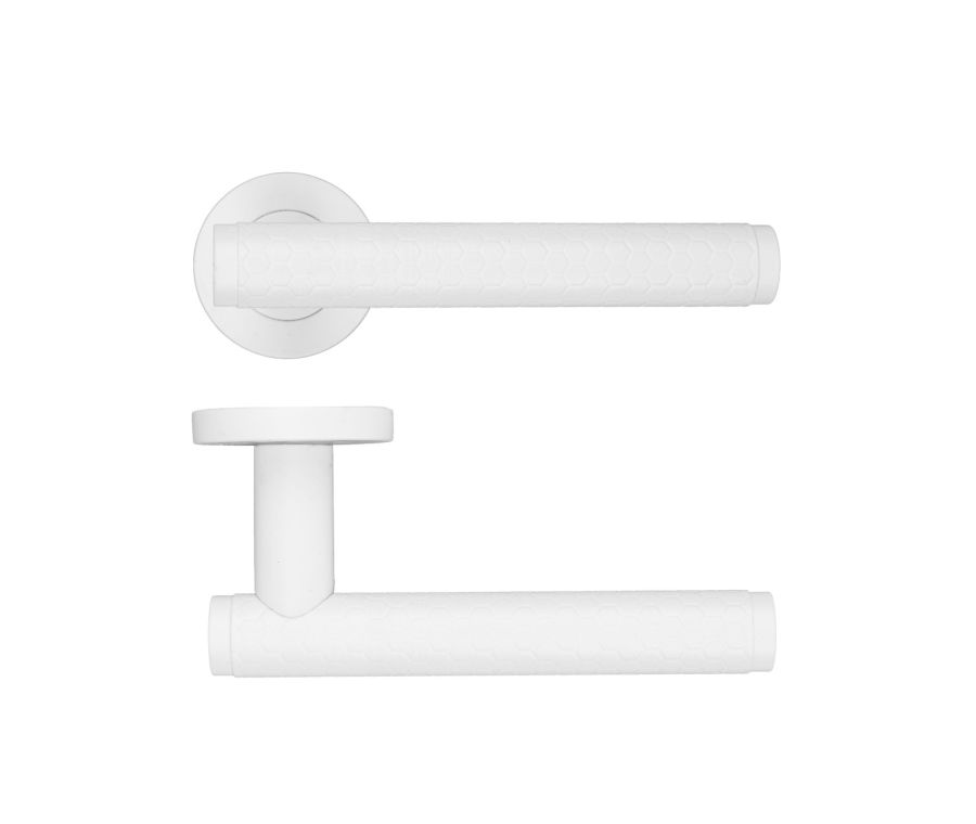 Matt White Favo Lever on Round Rose | RM170PCW