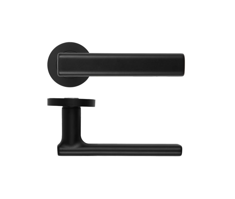 Matt Black Frigo Lever on Round Rose | RM180OMB