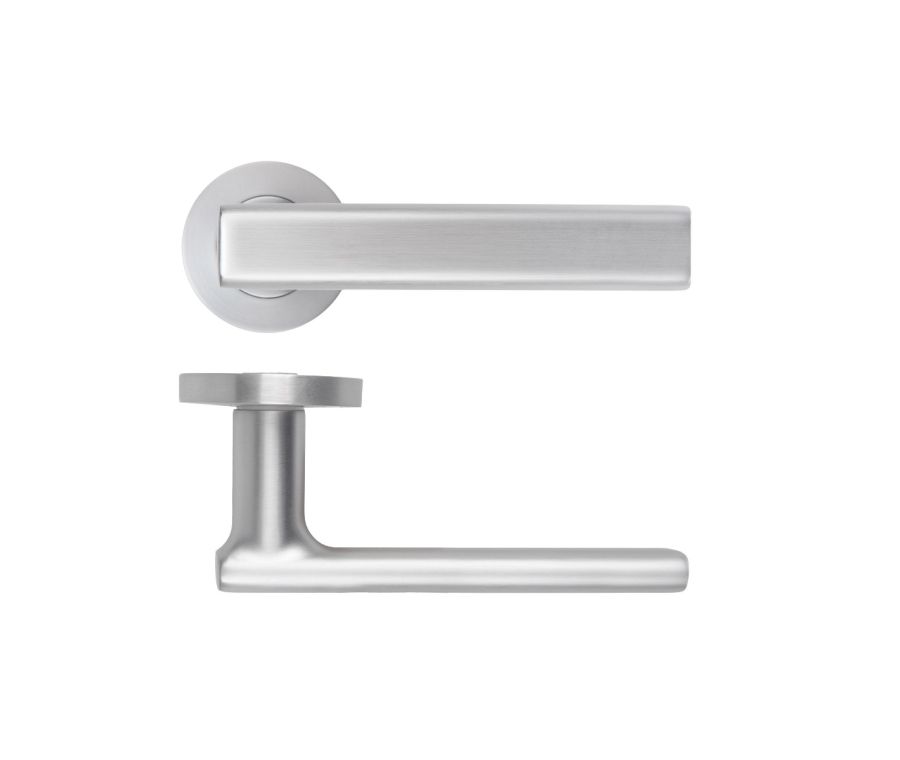 Satin Chrome Frigo Lever on Round Rose | RM180SC